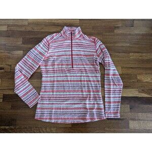 Woolrich Women's Knit Top Size S Striped 1/4 Zip Long Sleeve 100% Cotton